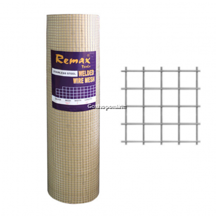 Remax Stainless Steel Welded Wire Mesh 不锈钢网 3' x 50' (1/2" x 1/2" x 1mm or 1/2" x 1/2" x 1.2mm or 1/4" x 1/4" x 0.8mm)