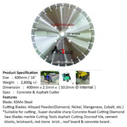 Akicut Concrete & Asphalt Diamond Cutting Disc 16" D16100