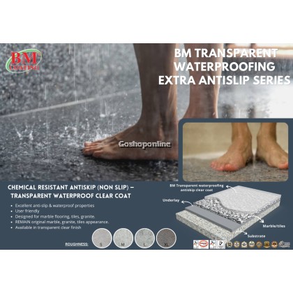BM TRANSPARENT WATERPROOFING EXTRA ANTISLIP SERIES INDOOR 5L/SET (BM COATING BRAND)