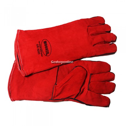 13" WORKER 5200# WELDING FULL LEATHER GLOVE (RED) 13" WORKER 5200# WELDING FULL LEATHER GLOVE (RED)