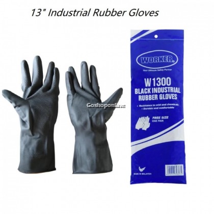 Worker W1300 Black Industrial Rubber Glove